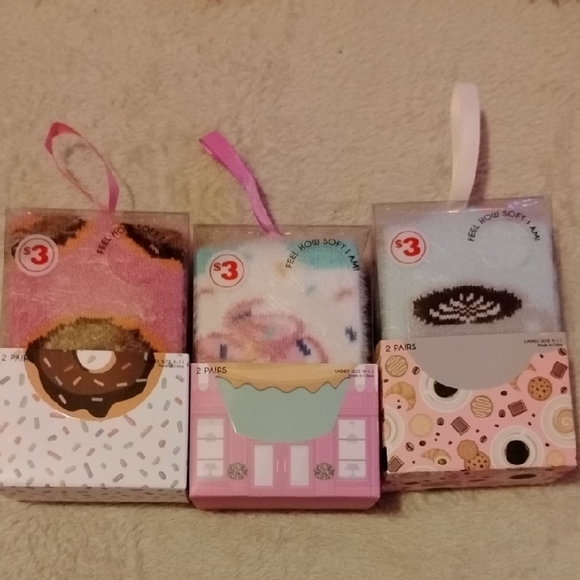 None Accessories - Cute Donut, Coffee and Cupcakes Themed Socks 6 Pairs